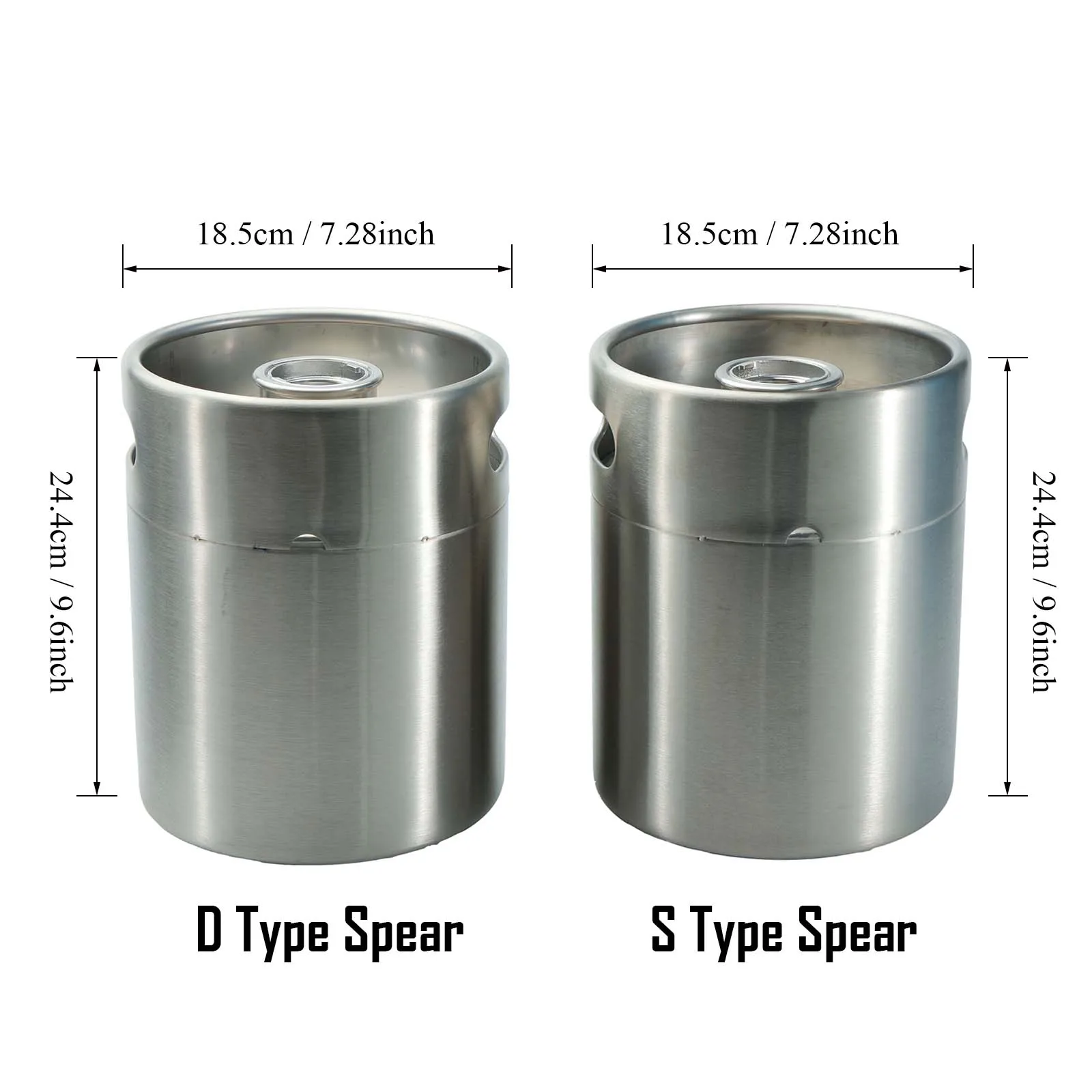 Mini Keg 5L/128OZ with Type S/D Spear Single Wall Portable Works Craft Beverage Kombucha Nitro Coffee Seltzer