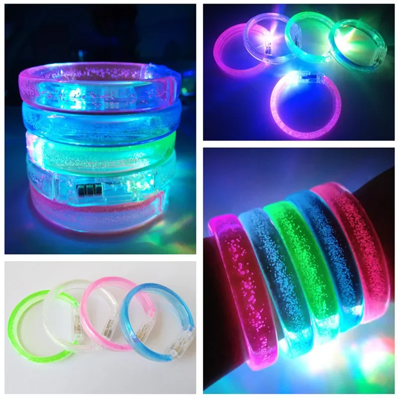 12pcs Flashing LED Wrist Bubble Band Bracelet Arm  Belt Light Up Party Glow for Cosplay    Wedding Festival