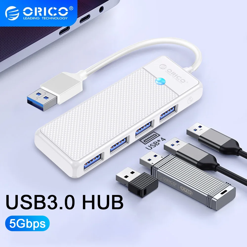 ORICO USB 3.0 HUB 4 Ports USB A to USB 3.0 Hub Splitter Adapter for Laptop MacBook Mac Mini iPad Samsung USB Multiport Adapter