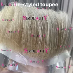 Super Ultra Dunne Huid Onzichtbaar 0.02-0.03Mm Mens Toupetje #60r/613 Platinablonde Grijs Menselijk Haar 80% ~ 90% Dichtheid Prothesi Systeem