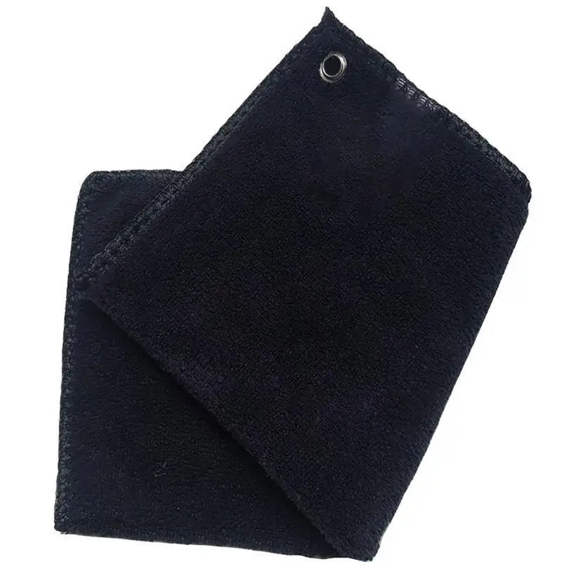 

652F Black Golf Towel Wet and Dry,Golf Cleaning Cloth Perfect for Golfers Cleaning Cloths with Retractable Hook Easy to carry
