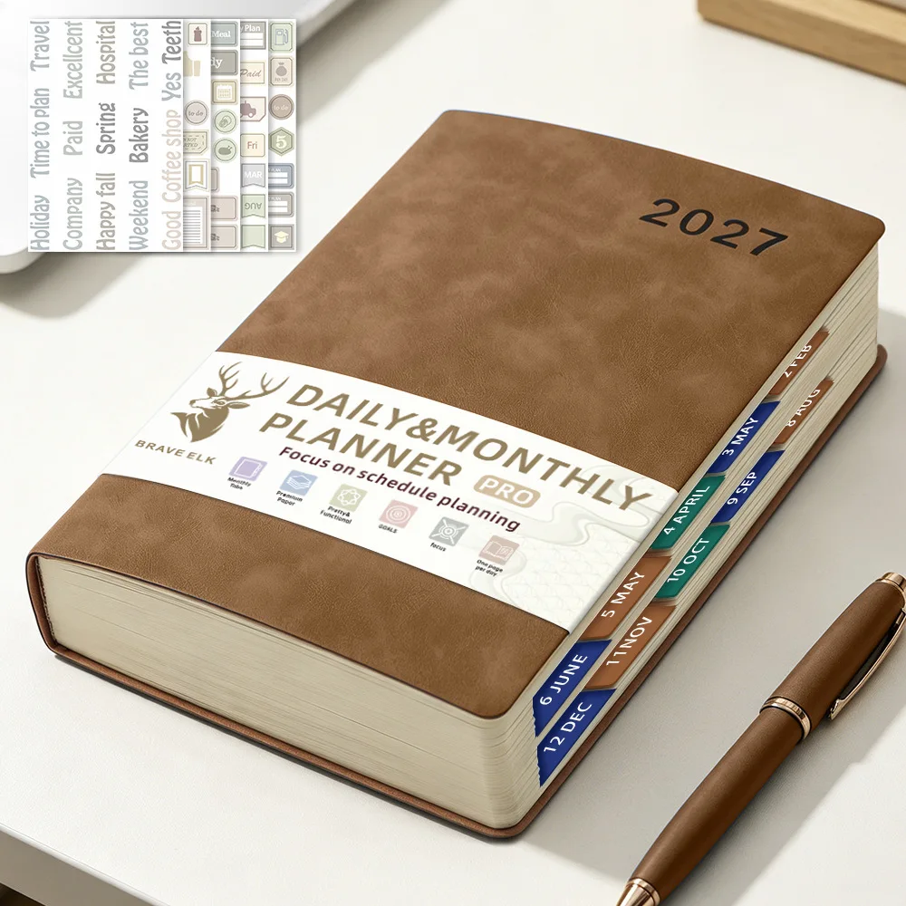 2027 Daily Planner Binder, 320 Pages, Habit Tracker, Monthly & Daily Time Schedule, Self-Discipline Productivity Notebook