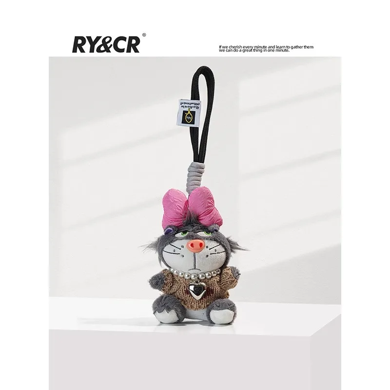 Blue bow Lucifer cat bag schoolbag pendant girl plush doll doll key chain pendant phone charm strap