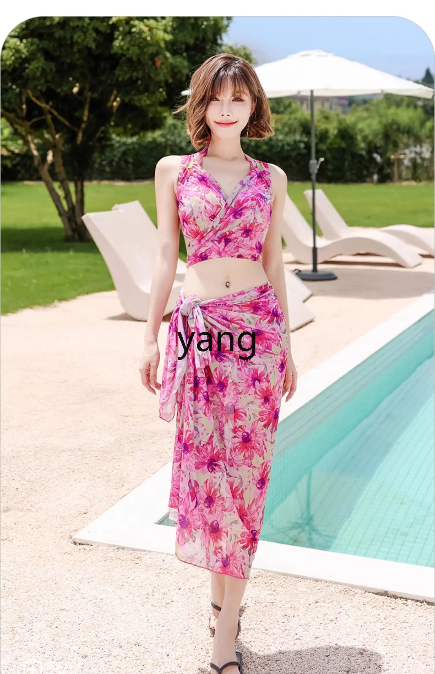 LMM Swimsuit Women's Conservative Split Three-piece Skinny Seaside Vacation Swimsuit