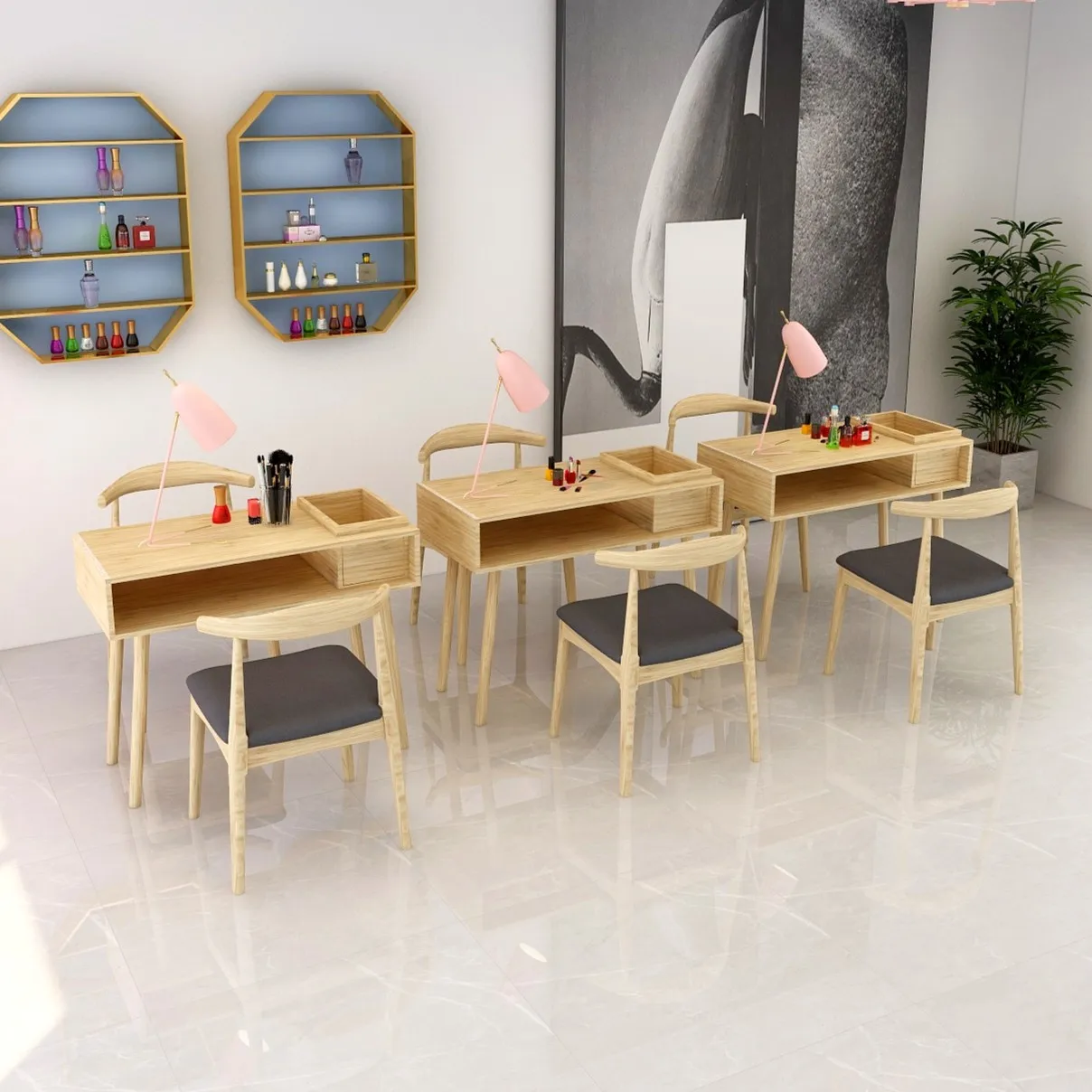 Wooden Designer Manicure Table Salon Organizer Nordic Drawer Nail Desk Light Luxury Modern Tavolo Per Unghie Salon Furniture