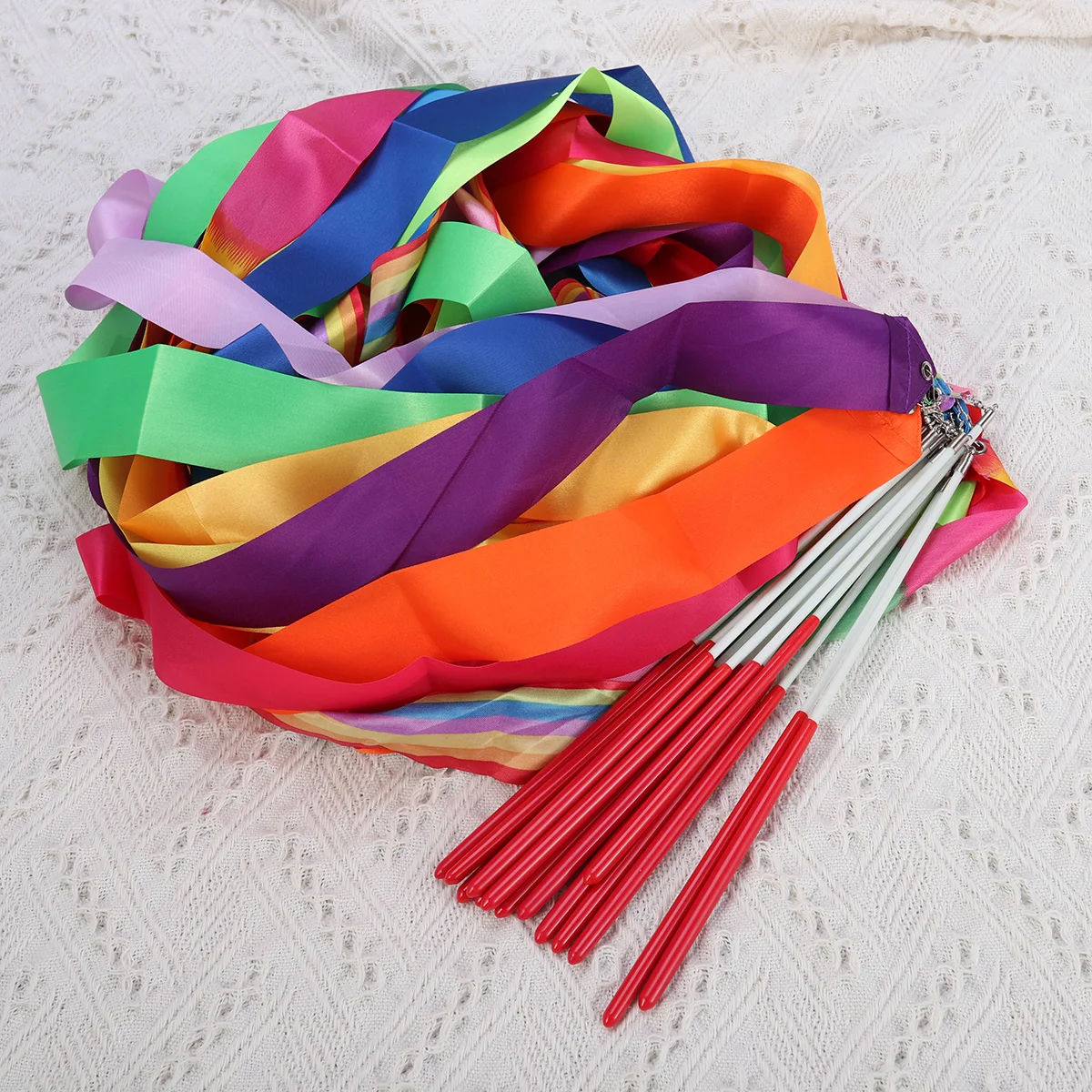 14 Pcs Toy Fitness Apparel Juggling Scarves Dance Ribbons Mix Color Bells Streamers Rhythmic