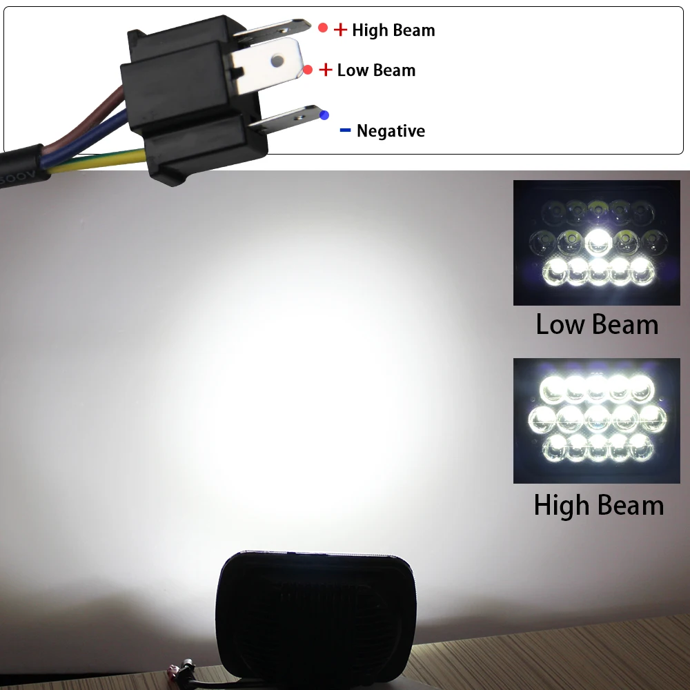 HL 5x7 Inch LED Car Headlight For Wrangler YJ Rectangular High Low Beams H4 Car Headlamp 6000K LED Drving Light off-road use