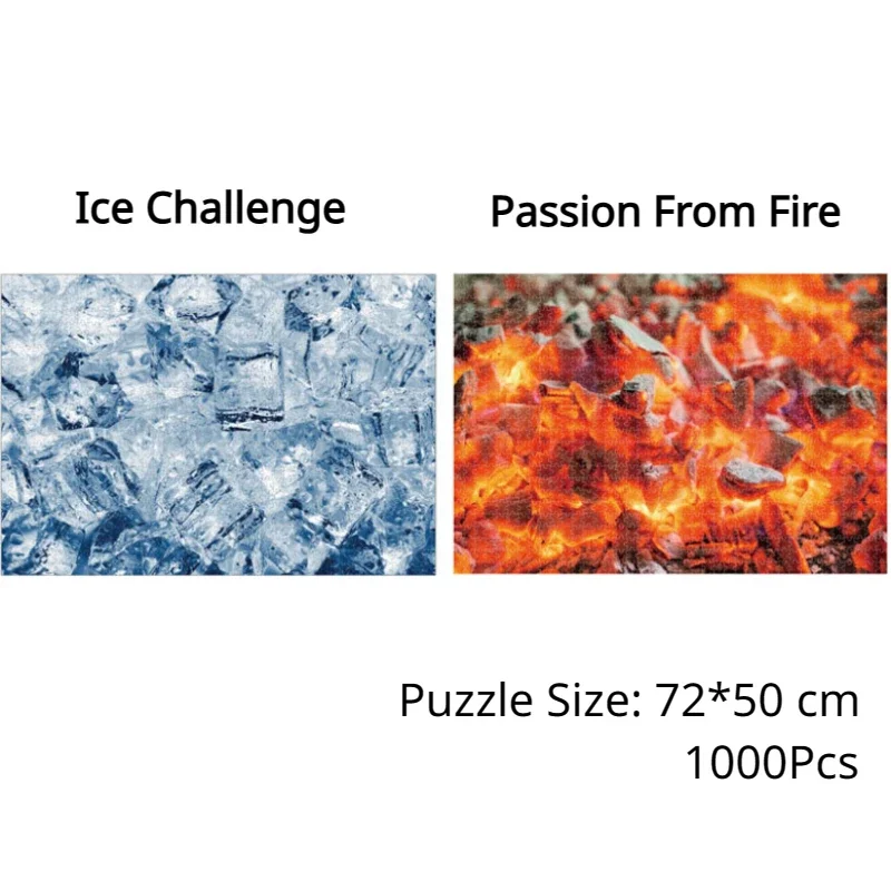 72*50cm Adult 1000 Pieces Jigsaw Puzzle Ice Challenge And Passion From Fire Beautiful Paintings Stress Reducing Toys