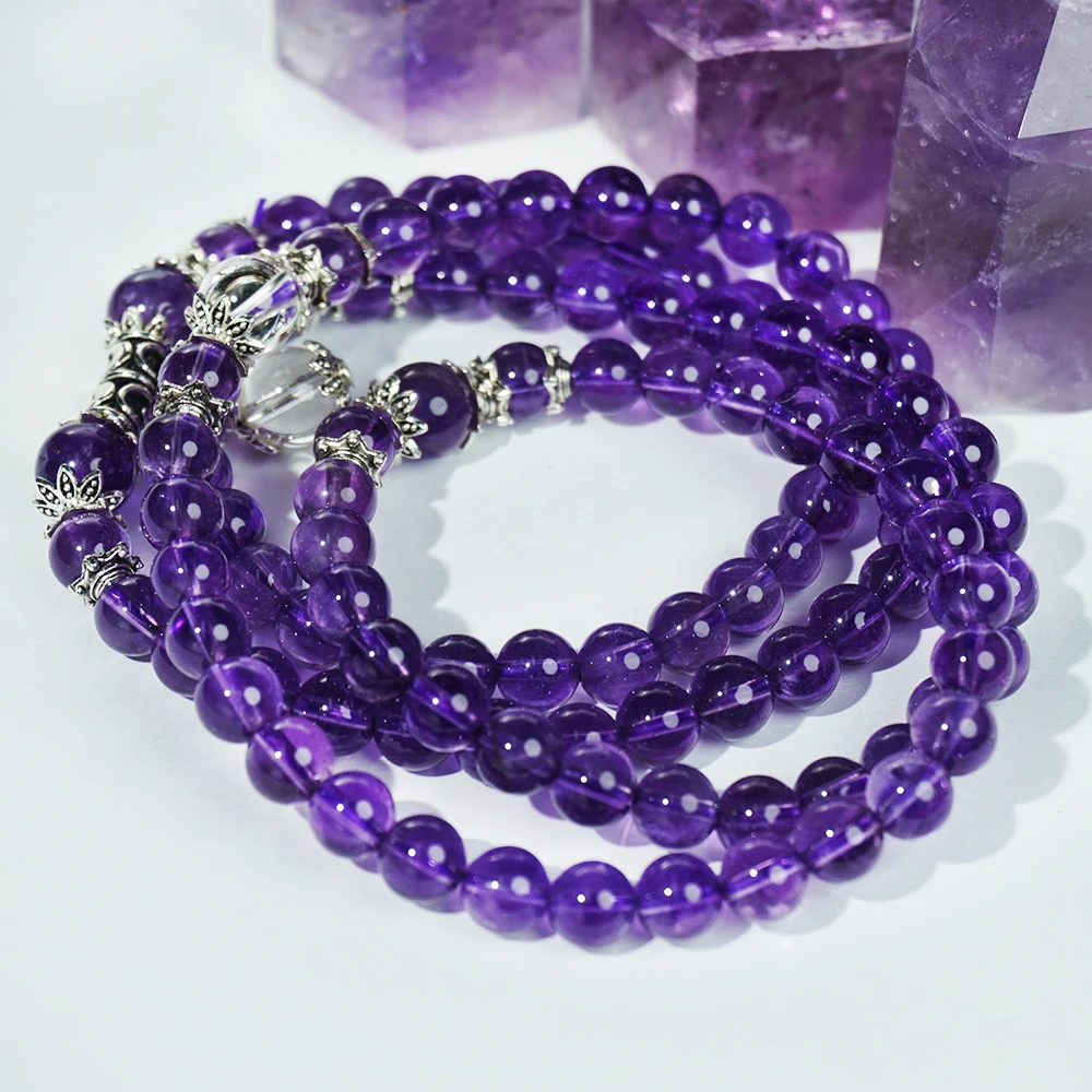 6mm Amethyst Beads Necklace for Women JaPaMala Bracelets 108 Mala Natural Jewelry Bracelet for Women Natural Crystal Jewelry