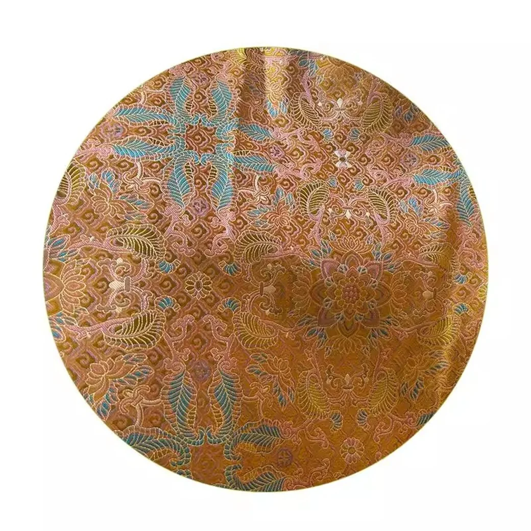 Antique Gold Yellow Treasure Jacquard Fabric Ethnic Fashion Handmade Design Traditional Handloom