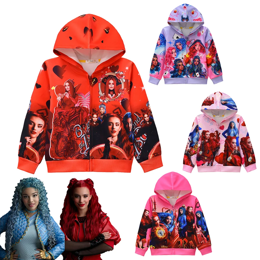 Nowa jesienna czerwona kosztowa dziecięca bluza z długim rękawem Rise of Red Fashion Print Pullover Girls Red Cost D-Descendants Odzież dziecięca