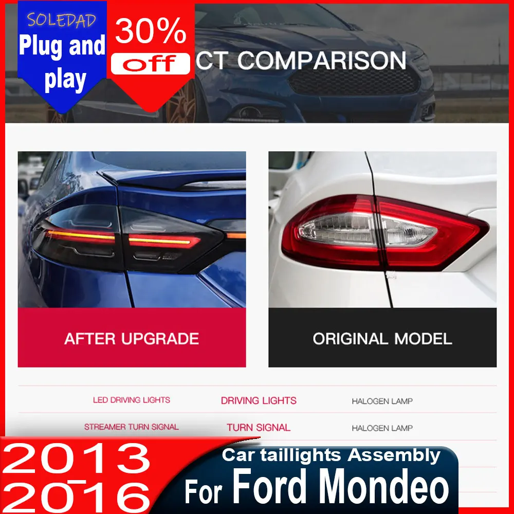 Car taillight for Ford Fusion Tail Lights 2013-2020 Mondeo LED Tail Lamp LED DRL Dynamic Signal Brake Reverse car Accessories