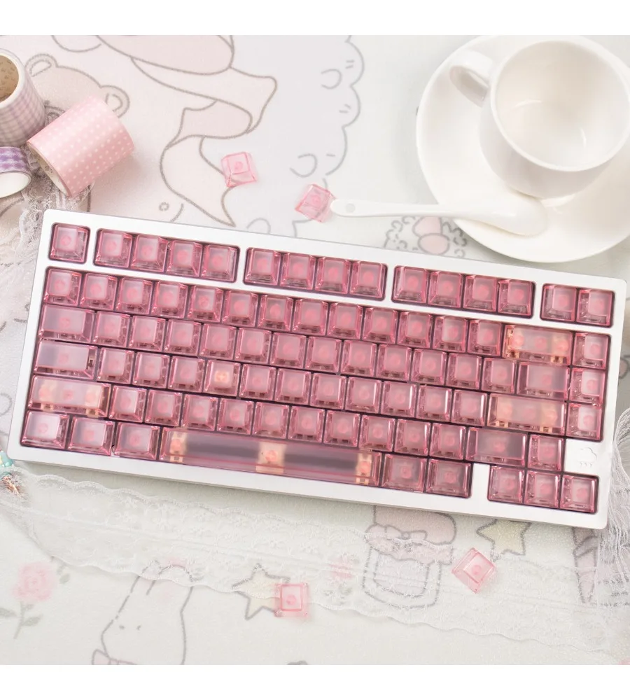 Black/white/red/pink/purple/green non-engraved top mist transparent keycap PC pad printing original magnetic axis mechanical