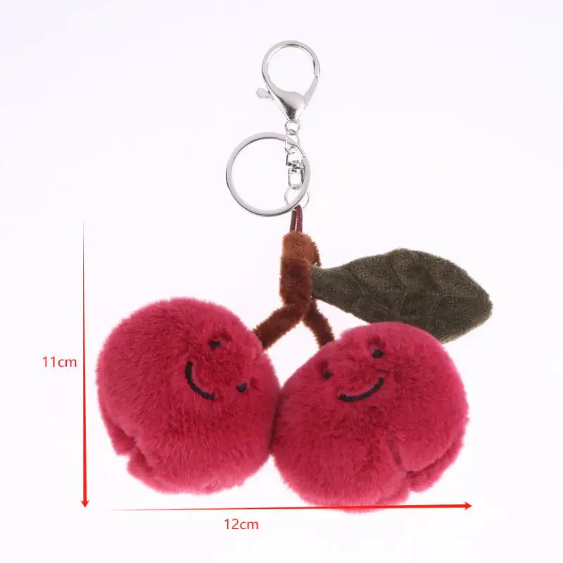 Porte-clés poupée pendentif en peluche cerise, décoration suspendue, ornements de sac à dos simples, bijoux de fête, cadeau, nouvelle collection
