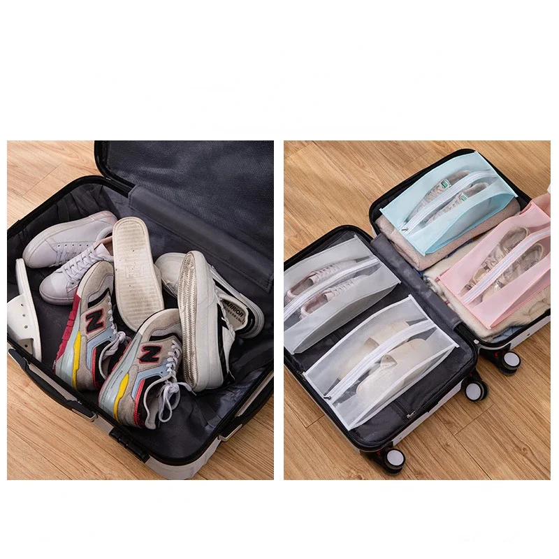 Organizador de zapatillas de viaje reutilizable, transparente, impermeable, cremallera, a prueba de polvo, equipaje, zapatos, cubierta antipolvo, bolsas de almacenamiento