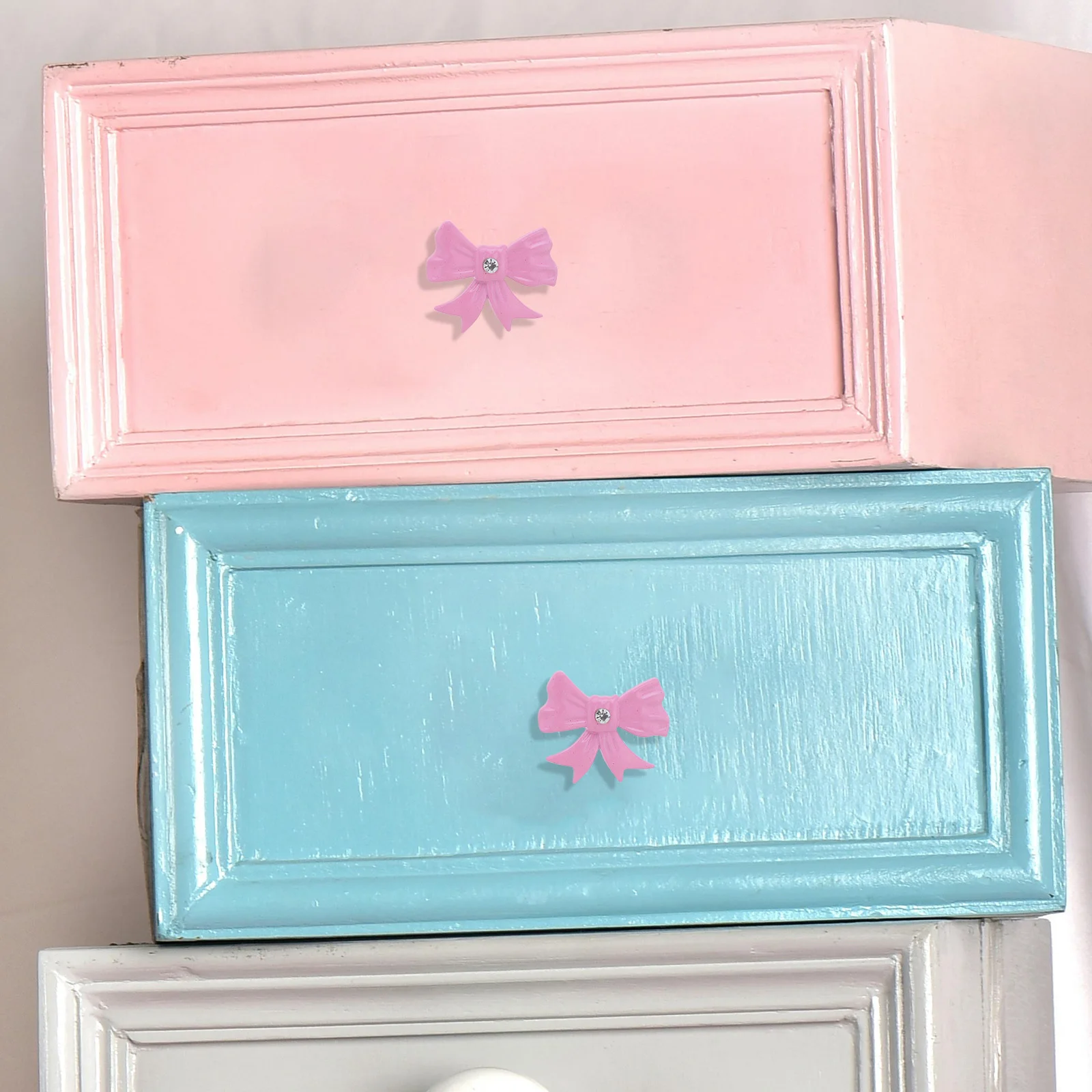 

8Pcs Bow Drawer Knobs Pink Bowknot Cabinet Handles Single Hole Decorative Pulls for Bedroom Dresser Vanity Kitchen Pink