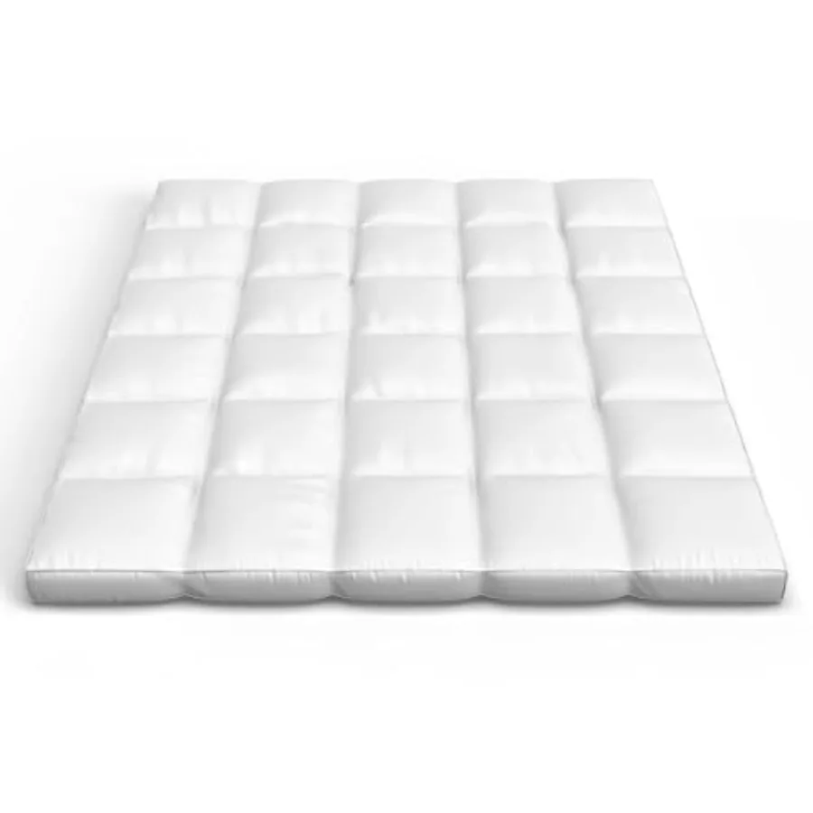 

Down Mattress Topper - Full 2-Inch 100% Duck Feather Gusset Bed with 233-Thread Count Cotton Mattress Topper Cover - Plush Pill