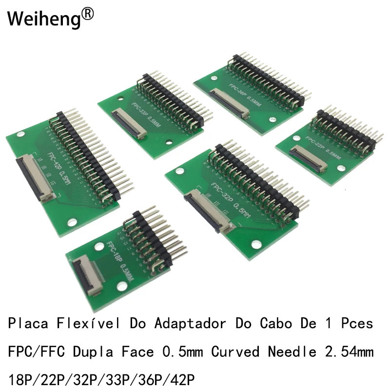 18p 22p 32p 36p 42p fpc/ffc conector de cabo plano pinboard 0.5mm boa soldagem agulha curvada 2.54mm pcb