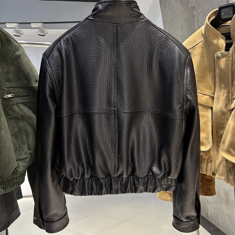 YOLOAgain 2026 Spring Short Suede Bomber Jacket Women Genuine Sheepskin Leather Jacket Ladies