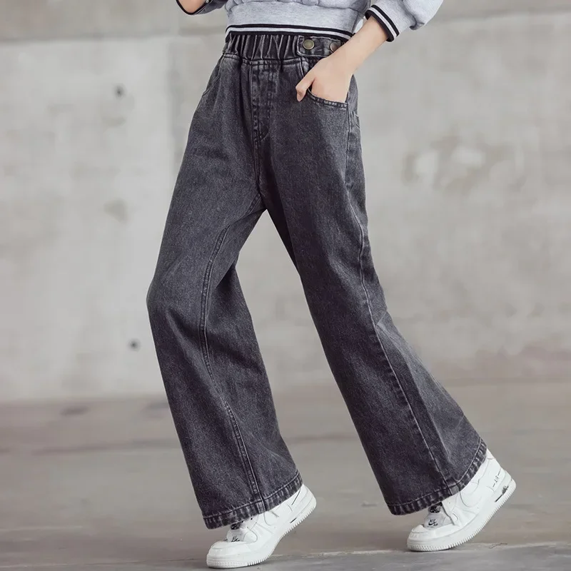 

Teen Student Girls Jeans Autumn 2025 Kids Denim Pants Casual Jeans for Girls 6 8 10 12 14 Years Elastic Waist Children Trousers