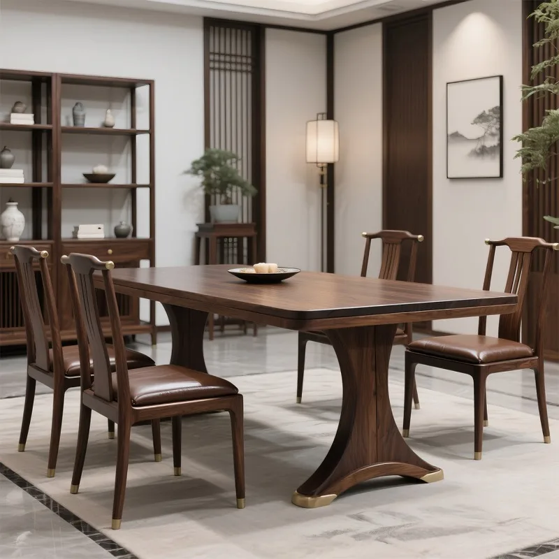 Black walnut dining table, solid wood workbench, home desk, living room rectangular desk