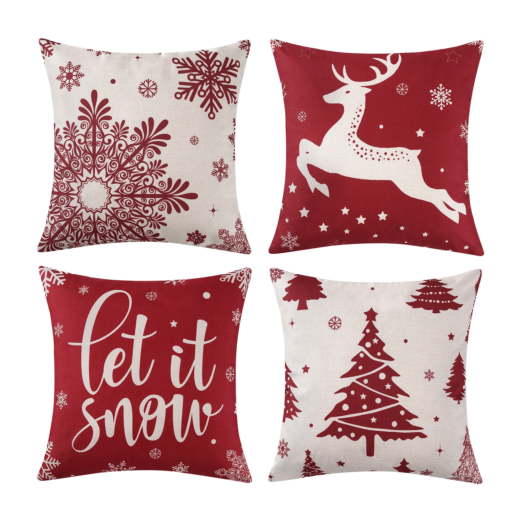 Fodere per cuscini con decorazioni natalizie 18 x 18 Set di 4 fodere per cuscini con decorazioni per