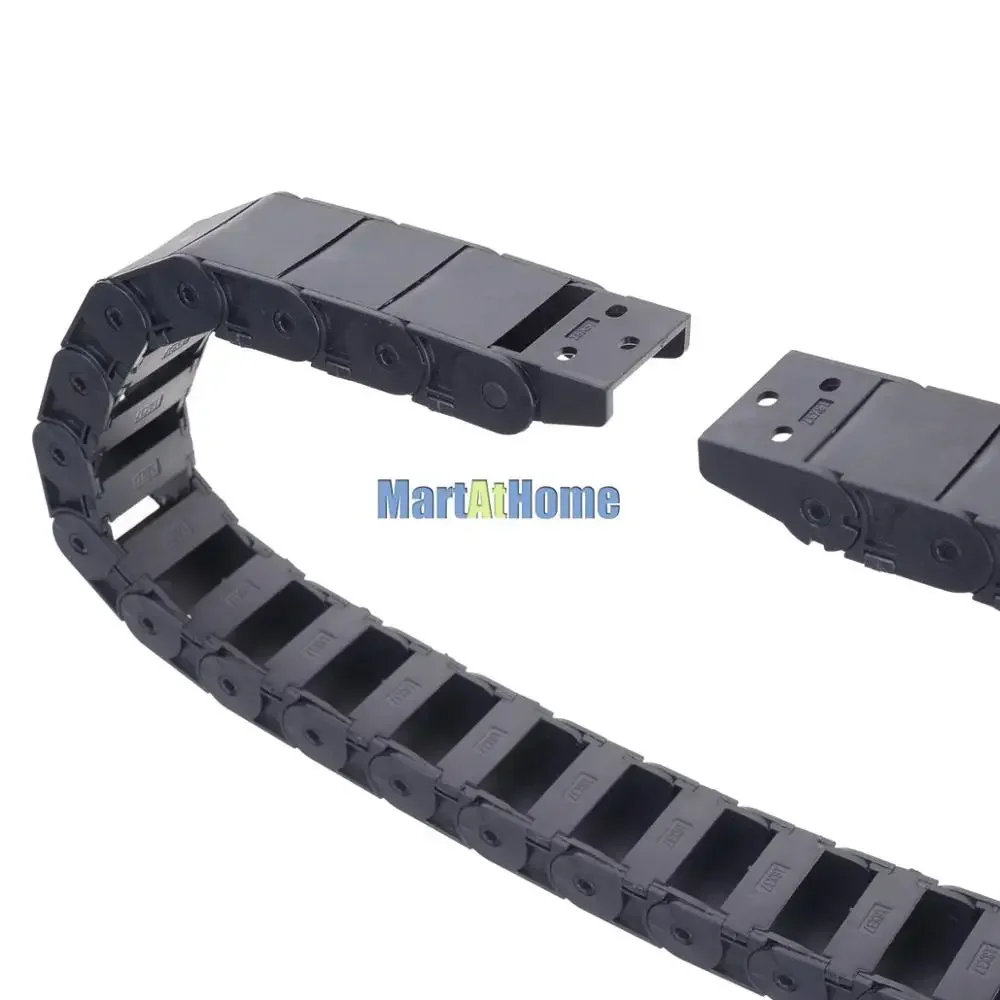 Black Enhanced Plastic Nylon Drag Chain Cable Carrier 1M Length 18x18/25/37 mm Bridge-type for CNC Machine