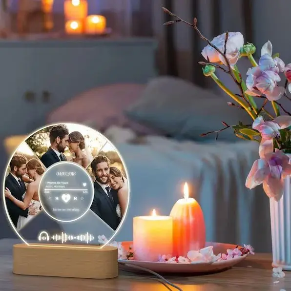 Song Plaque Christmas Gift Anniversary Gifts for Him Personalized Photo Night Light Custom Music Plaque with Photos Music Lover