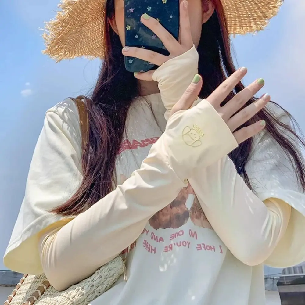 

Эластичные длинные рукава из ледяного шелка с мультяшными животными, тонкие солнцезащитные чехлы на руку, ледяные рукава, УФ-изоляционные велосипедные перчатки, летние