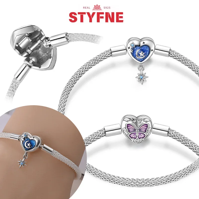 

Classic Sterling Silver 925 Vintage Butterfly Heart Shaped Bracelet Suitable for Women Birthday Valentine'S Day Anniversary Gift