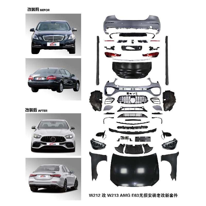 E63 Style Facelift Body Kit for E-Class W212 2009-2015 to W213 2017-2022 Plug and Play No Cut Exterior Accessories