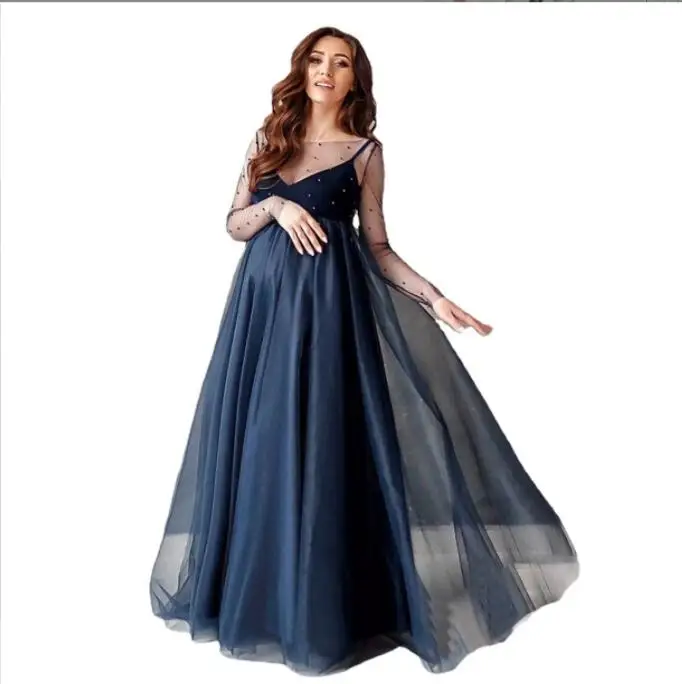 Sexy Maternity Photography Props Pregnancy Dress Photo Shooting Transparent Shoulder Pregnant Dresses For Women Maternity Dress