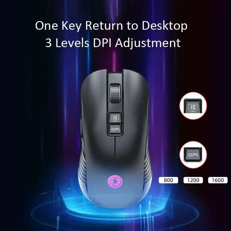 Mouse Mode Ganda Nirkabel Bluetooth 2.4G Tipe-c Isi Ulang RGB Optik 500Mah Mause dengan Penerima USB 3 Tingkat DPI Mouse Gaming