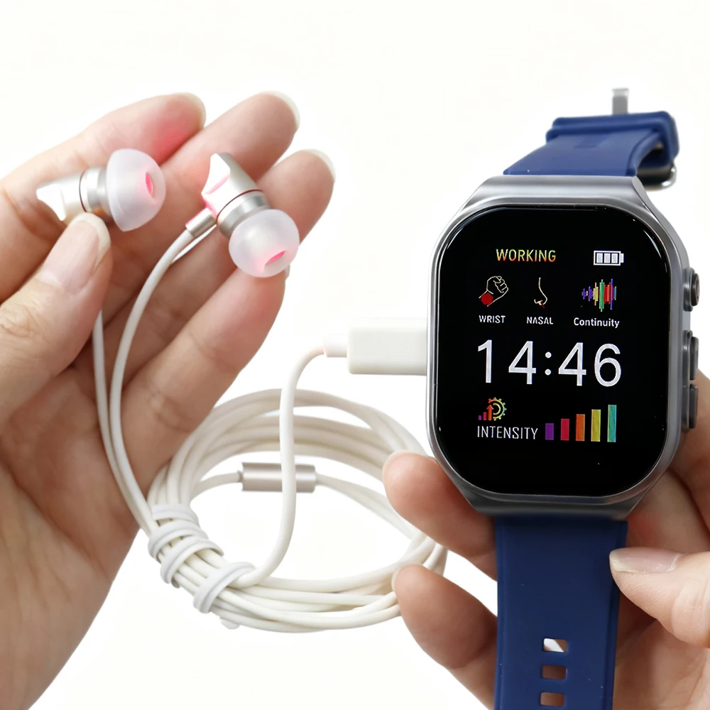

Portable Nasal and Ear Canal Red Light 650nm 16 Holes Tinnitus Otitis Media Wrist Apparatus Watch LLLT Physiotherapy Device