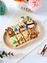 8Pcs/Set Cute Hug Animal Mouse Bear Koala Cookie Cutter Frame Piggy Bunny Panda Biscuit Stamp PLA 3D Cake Baking Decoration Tool