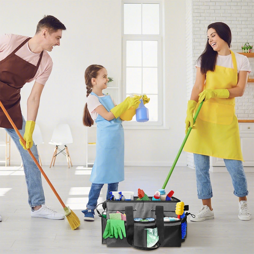 حقيبة تنظيف كبيرة جدًا مع منظم تنظيف متعدد الجيوب، حقيبة حمل قابلة للفصل، حقيبة تخزين مستلزمات تنظيف المطبخ #3