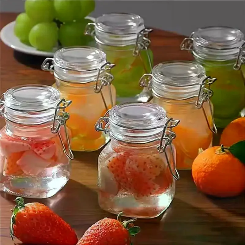 50/100ml Glass Bottle Sealed Jar For Kitchen Food Pickle Fruit Canned Transparent Big Mouth Jam Bottle Storage Jar Household