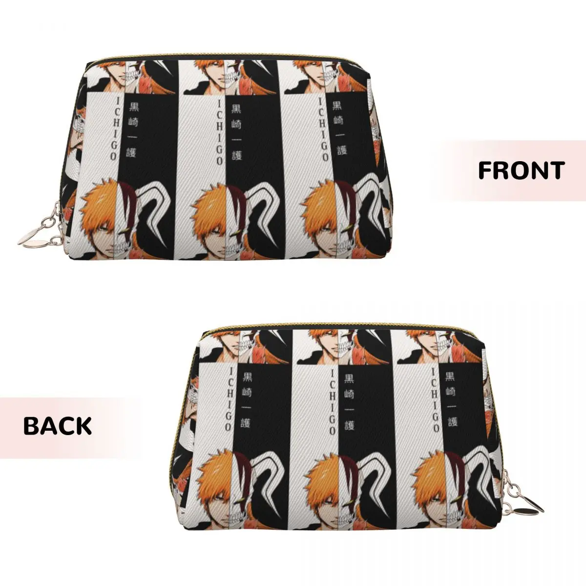 Ichigo Kurosaki Anime Bleach Women Cosmetic Bags Travel Makeup Organizer Pouch Toiletry Storage Dopp Kit Box