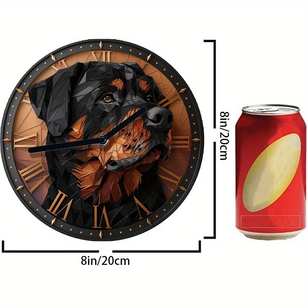 Silent Aluminum Wall Clock with Rottweiler Design - Diy, 2D Effects,Perfect for Living Room Decor & Gifts Living Room Decoration