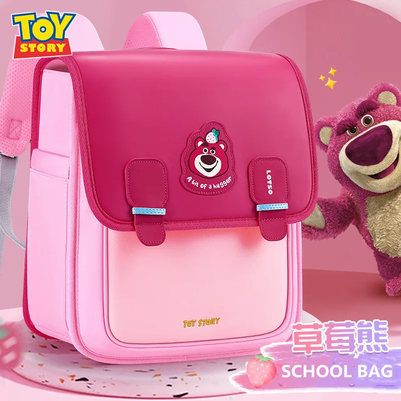 Tas sekolah perempuan Disney Lotso, tas sekolah kelas 1-3 siswa utama, ransel bahu ortopedi, kapasitas besar, tas Mochilas ringan