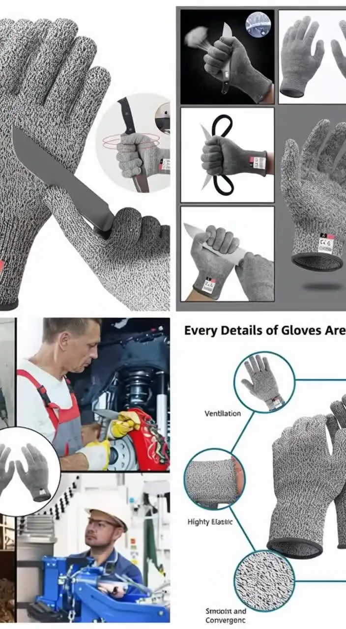 HPPE Level 5 Safety Anti Cut Gloves High-strength Industry Kitchen Gardening Anti-Scratch Anti-cut Glass Cutting Multi-Purpose