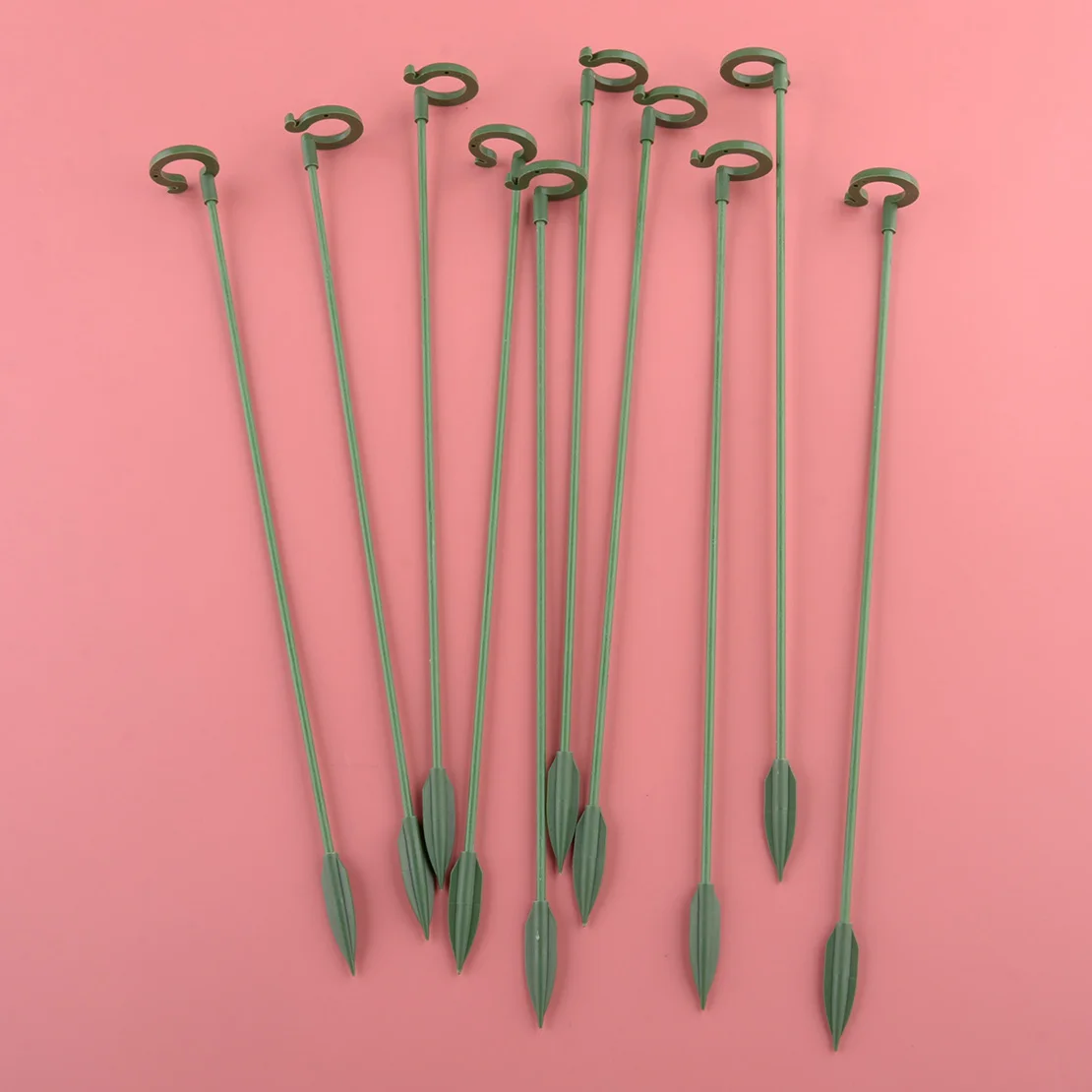 10Pcs 37CM Green Tomato Plant Stem Support Stakes Trellis Gardening Climbing Cage Stand Fit for Roses Peonies Lilies Sunflowers