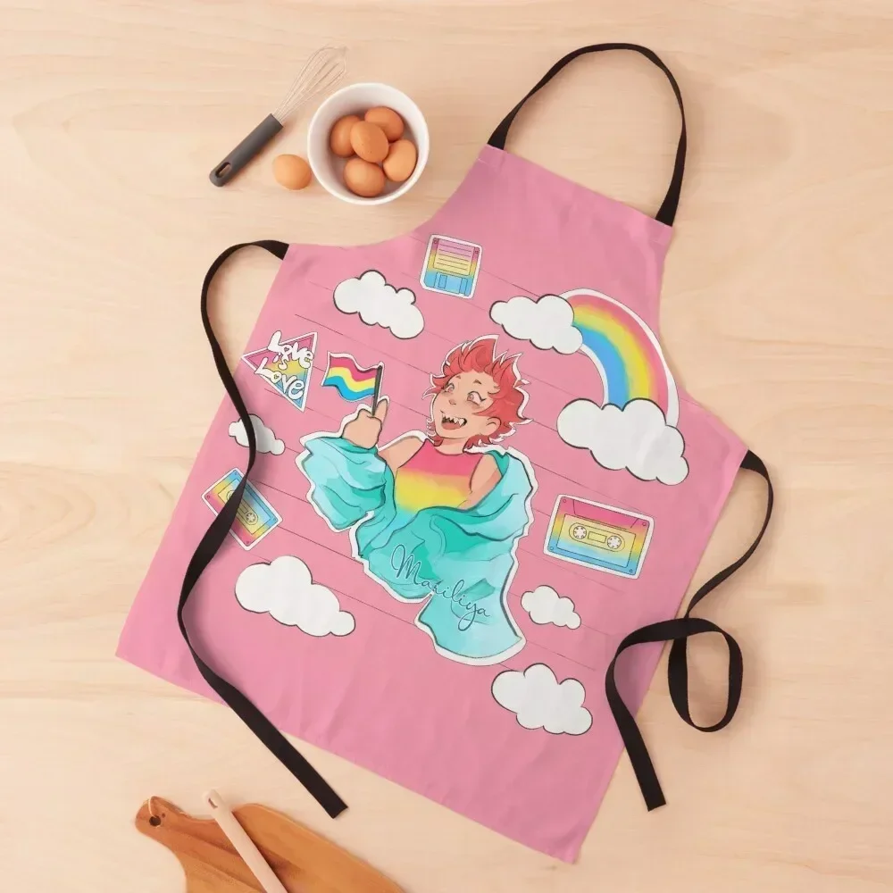

Pan kirishima LGBT flag Apron Costume Waiter barber uniform Kitchen And Household Goods Kitchen Accessories 2022 Apron