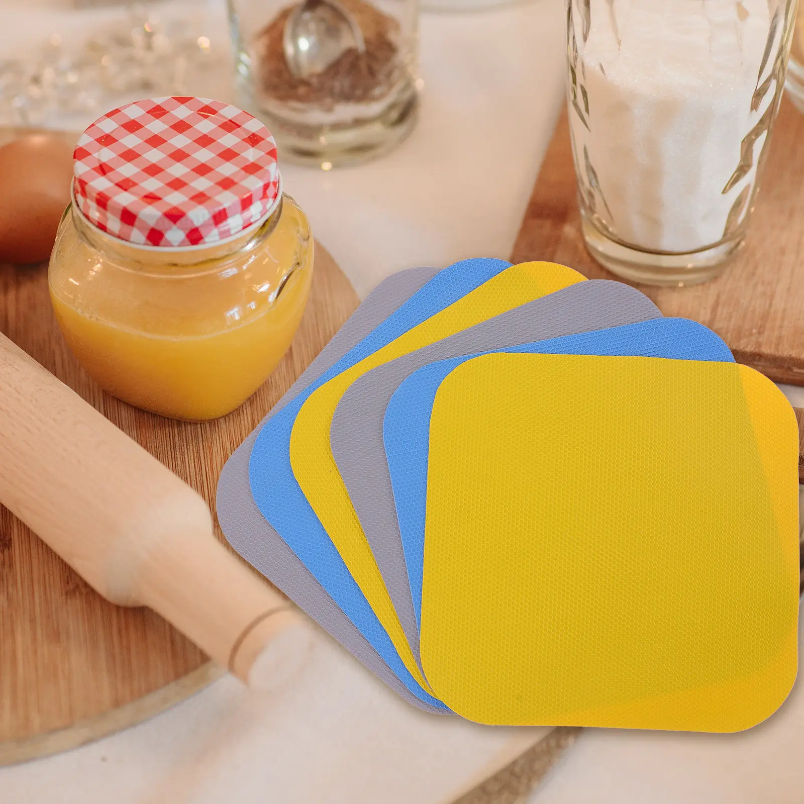 6Pcs Multi-Use Jar Opener Gripper Pads Rubber Bottle Opener Mats Non-Skid Kitchen Lid Grip Rubber Grippers for Opening Jars