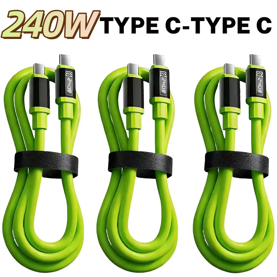 240W USB C to C PD Mobile Phone Fast Charging Data Cable USB Type C Quick Charger Wire Spring USB Cord for iPhone Samsung Xiaomi