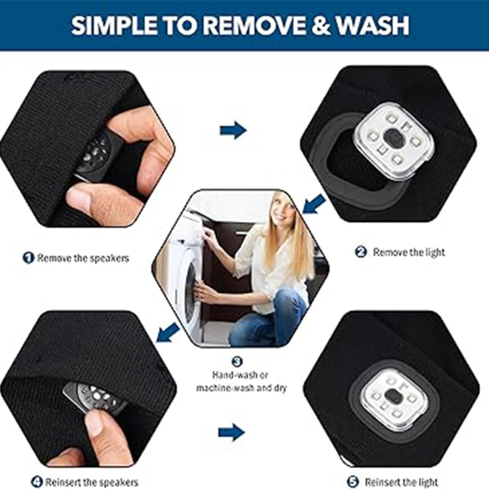 قبعة صغيرة 5.0 متوافقة مع البلوتوث مع قبعة محبوكة موسيقية خافتة خفيفة مع سماعة رأس قبعة متماسكة قبعة أذن تخزين المواد