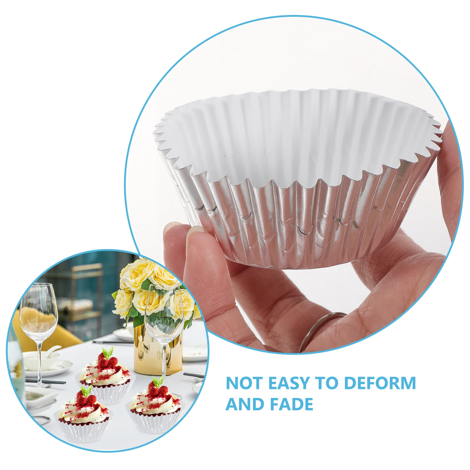 

100pcs Cupcake Liners Aluminum Foil Cups Baking Trays Silver Paper Elegant Light Golden Oven Mold Cake Party Snacks