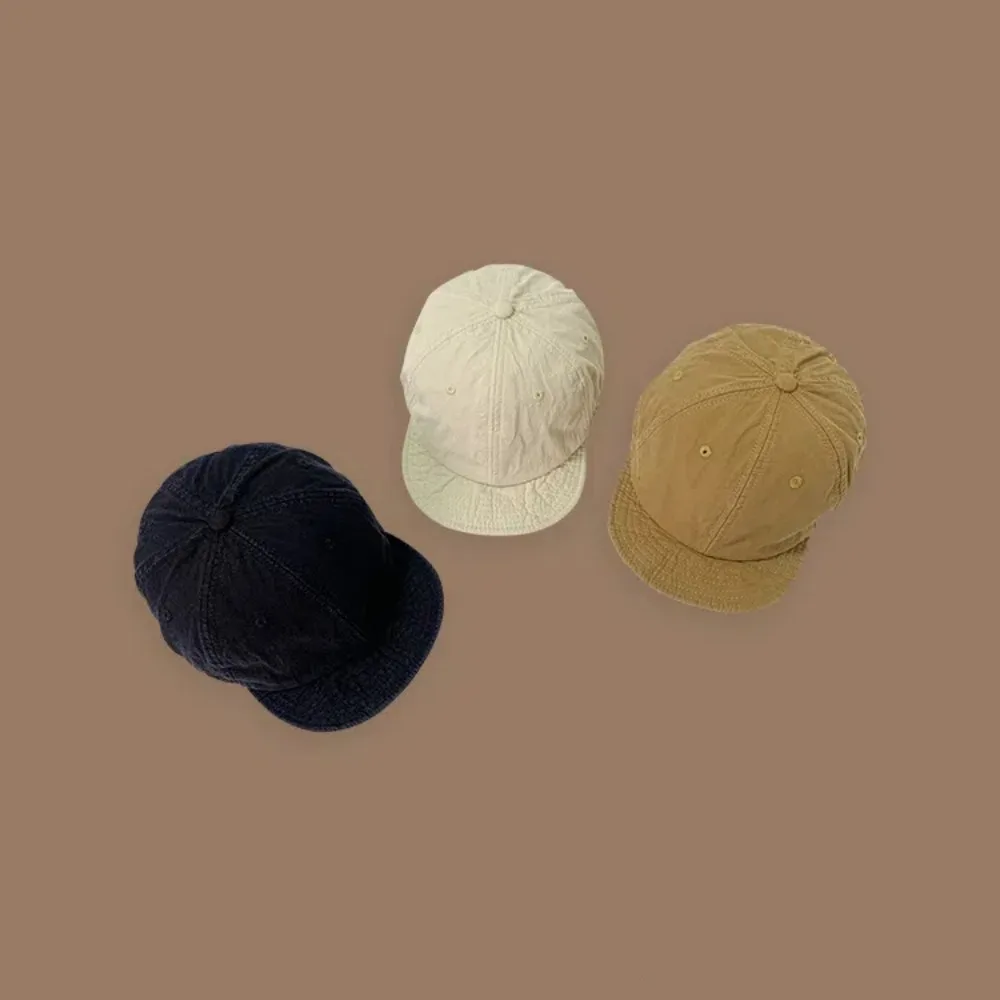 Simple Solid Color Short Brim Baseball Cap Drawstring Adjust Japanese Style Sun Hat Casual Sunscreen Cargo Baseball Cap Girl