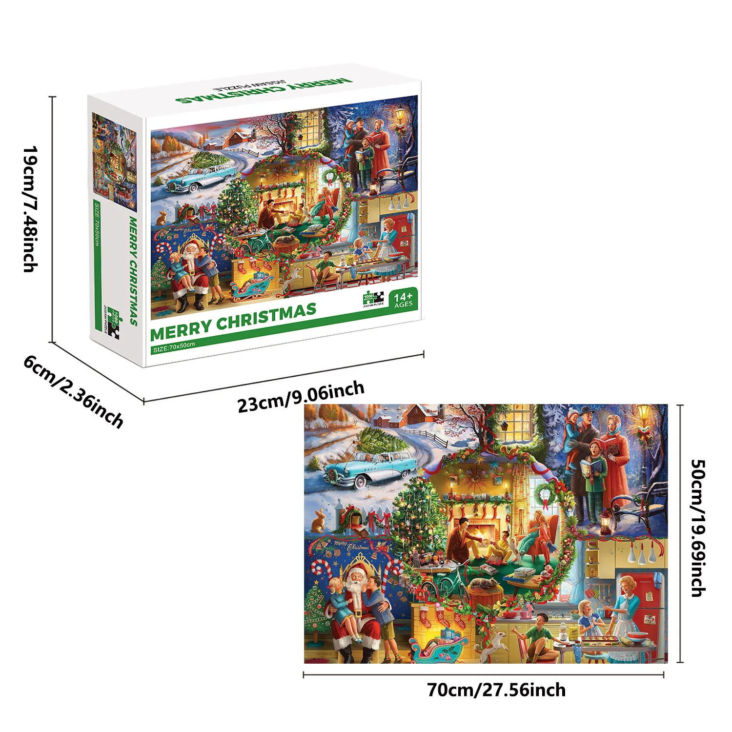1000 Pieces Jigsaw Puzzles Merry Christmas Adults Jigsaw Puzzle 70cmX50cm(27.5inchX19.7inch) Large Puzzle Toys Gift