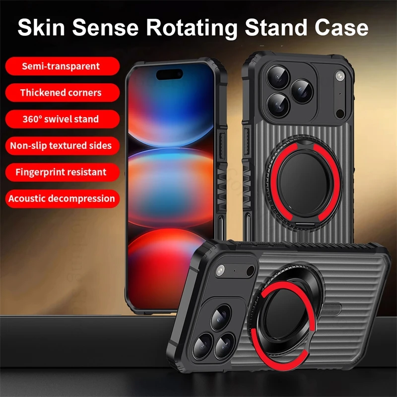 For iPhone 17 Pro Max Rugger Armor Heavy Duty Protector Case For Apple 17 Air 15 14 13 16 Pro Max 360° Magnetic Ring Stand Cover